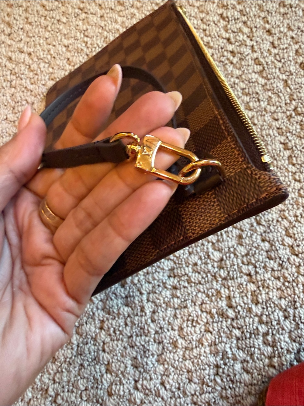 Louis Vuitton Brown Check Damier Wristlet Pouch - Picture 2 of 6